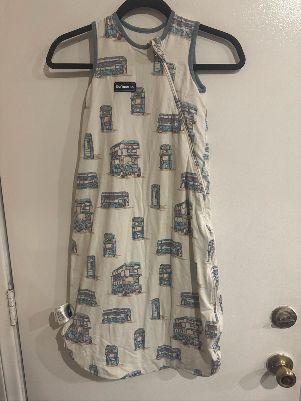 DoMiaMia Cream Sleep Sack with Blue Bus Print for Kids